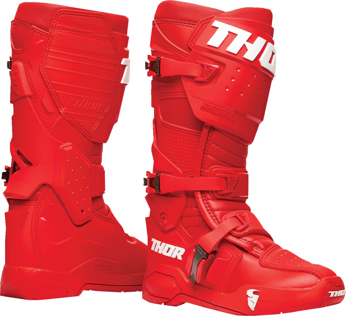 Thor Radial MX Boots Red - Adult Size 13 - Off-road riding boots in red, size 13 - Click Image to Close