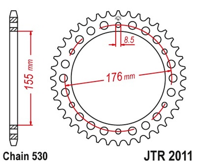 Steel Rear Sprocket - 43 Tooth 530 - For Daytona, Speed Triple, Sprint - Click Image to Close