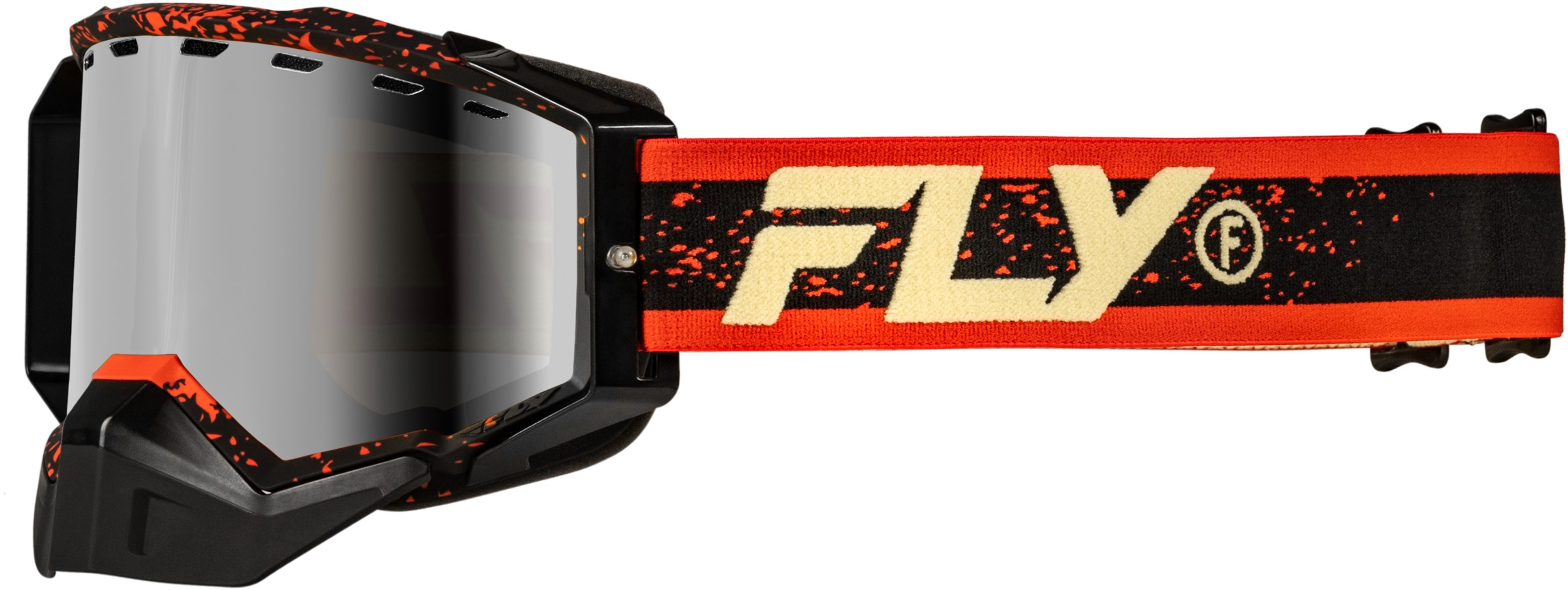 FLY Racing Zone Snow Goggle Black/Red/Cream Red Mirror Lens - Snow goggles with red mirror/amber lens - Click Image to Close
