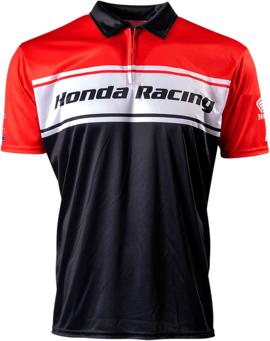 Men's Honda Team Pit Shirt - Honda Team Pit Shirt Redblk Lg - Click Image to Close
