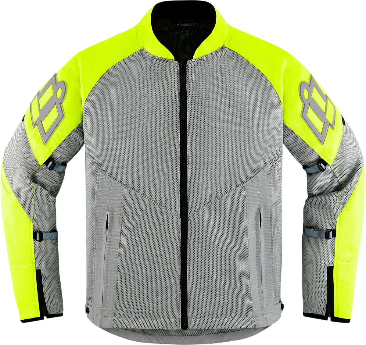 ICON Mesh AF Jacket Men's M Gray/Hi-Vis - Durable mesh sport riding jacket - Click Image to Close