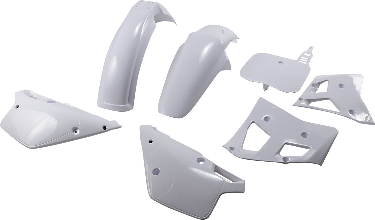 All White Plastics Kit - Front & Rear Fender, Shrouds, Number Plate - For 91 YZ250 - Click Image to Close