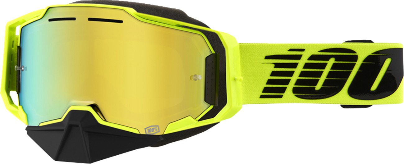 100% Armega Snow Goggles Nuclear Citrus Mirror Gold Lens Adult - Mirrored snow goggles, adult size, Nuclear Citrus color - Click Image to Close