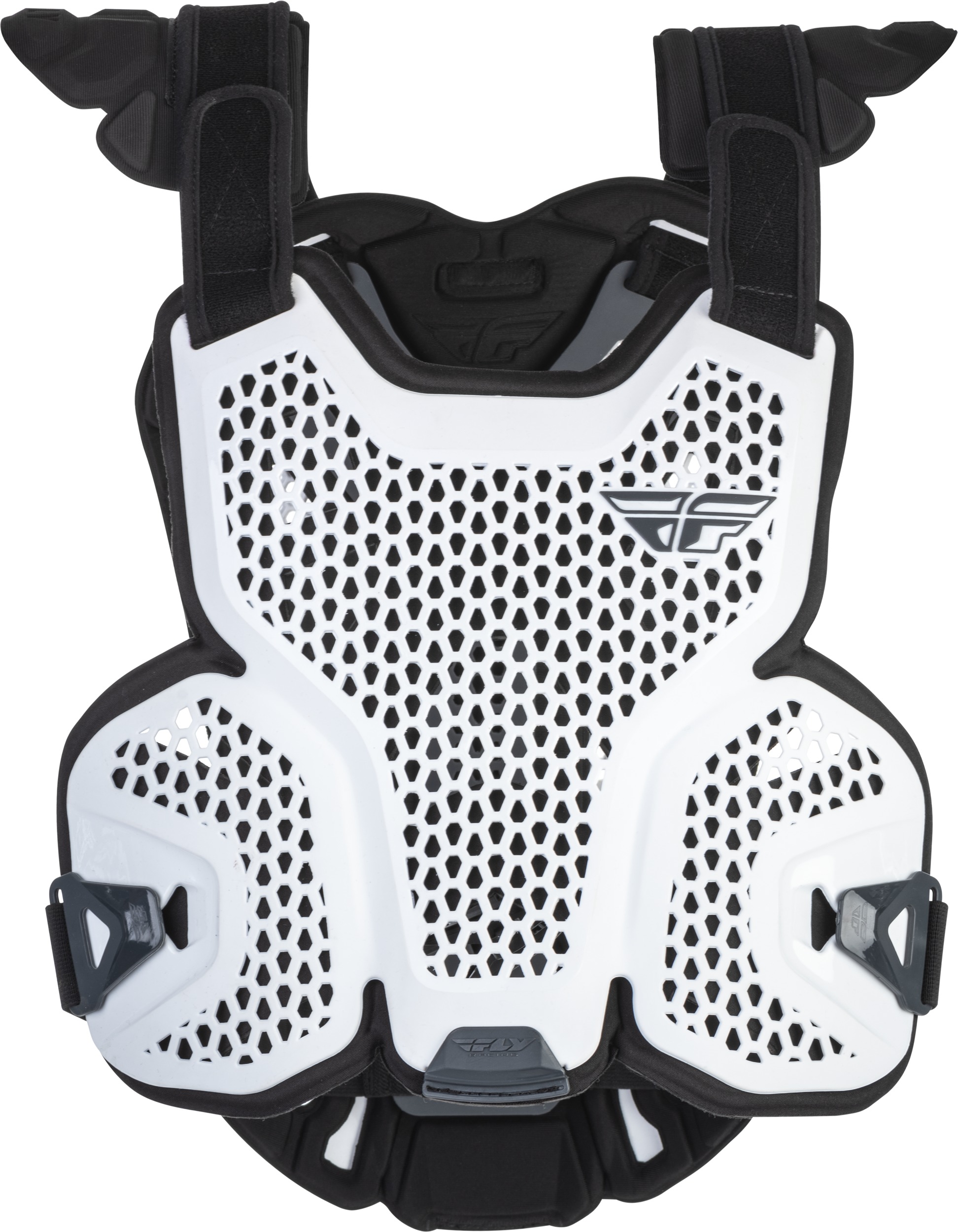 Fly Racing Revel Lite Roost Guard White SM/MD - Chest and back protection, size SM/MD, White - Click Image to Close