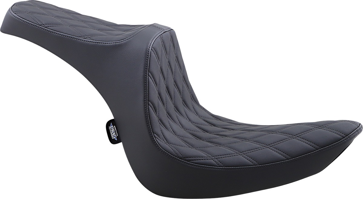 Predator III Seat- Double Diamond Black Thread 7in Tall Rider Support-2Up - Fits 07-17 FLSTF, 06-10 FXST, 08-11 FLSTSB - Click Image to Close