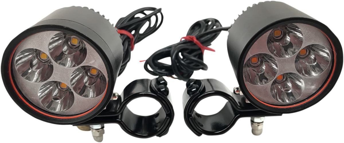 2" LED Driving Light Kit w/ 1-1/4" Clamps - Black - Click Image to Close