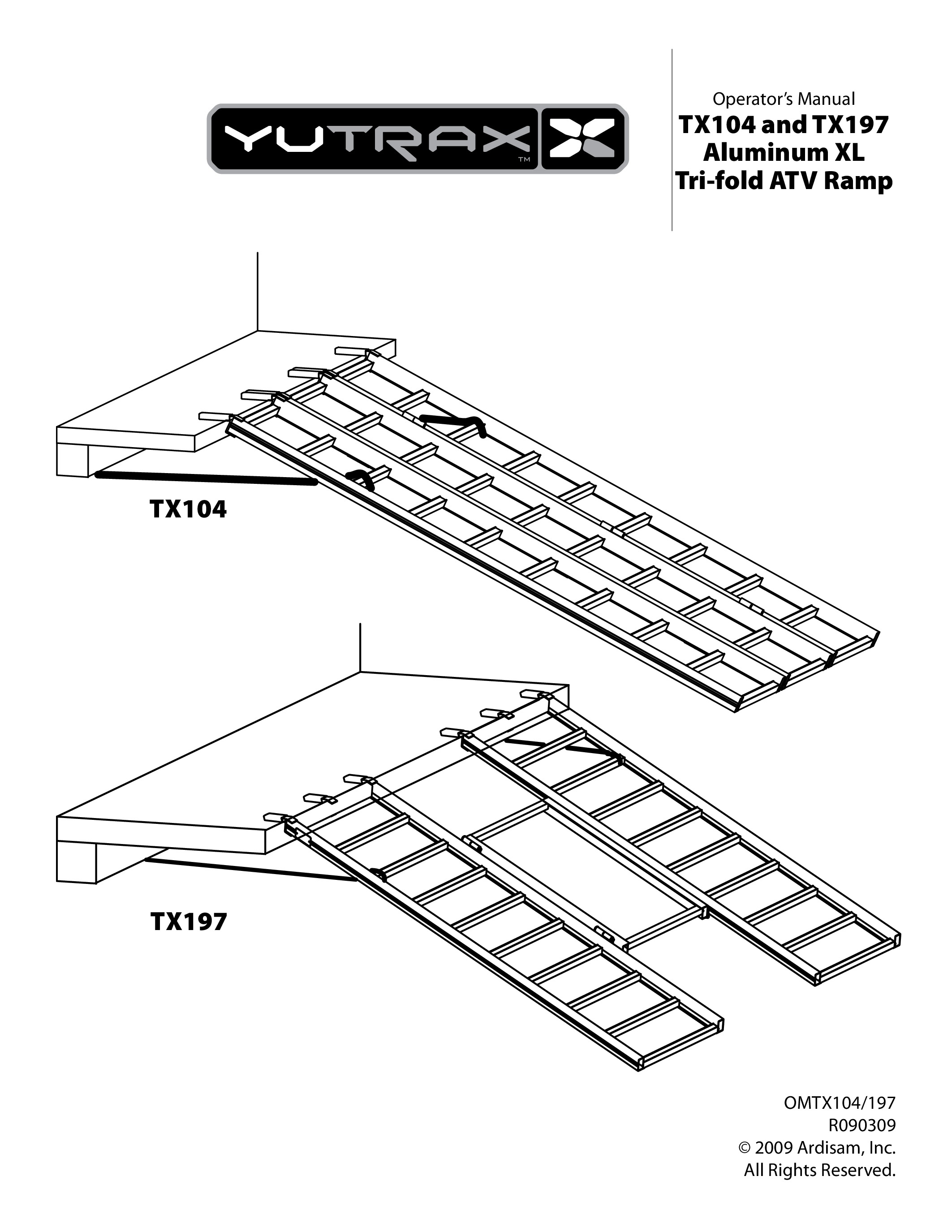 Tri Fold Loading Ramp - 50x69 - 69" Long, 50" Wide, Folds to 17.5" - 1750 Lbs capacity, weighs only 28 lbs. - Click Image to Close