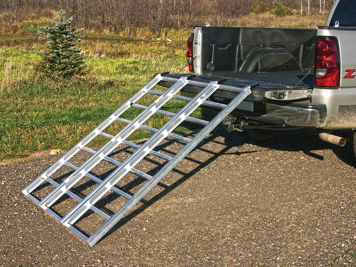 Tri Fold Loading Ramp - 50x69 - 69" Long, 50" Wide, Folds to 17.5" - 1750 Lbs capacity, weighs only 28 lbs. - Click Image to Close