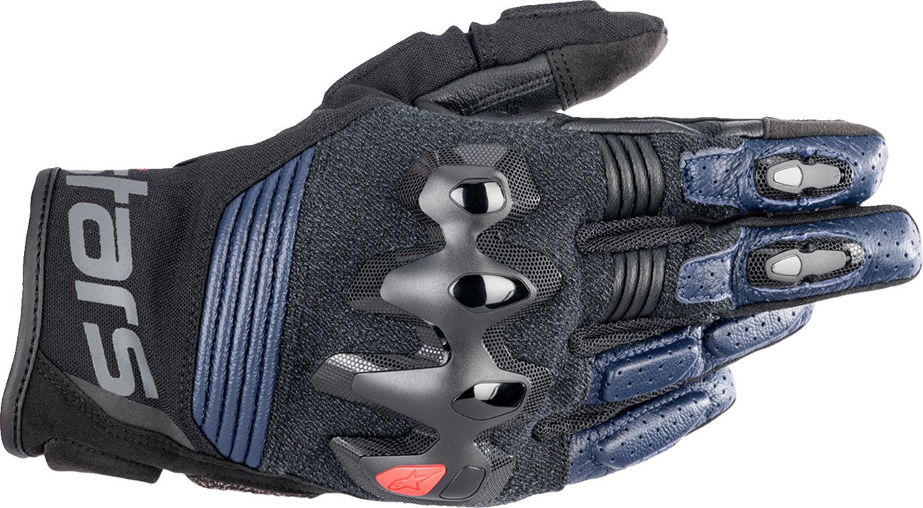 Alpinestars Halo Leather Gloves 2XL Blue Black Men's Short Cuff - Men's 2XL short cuff gloves, Blue/Black - Click Image to Close