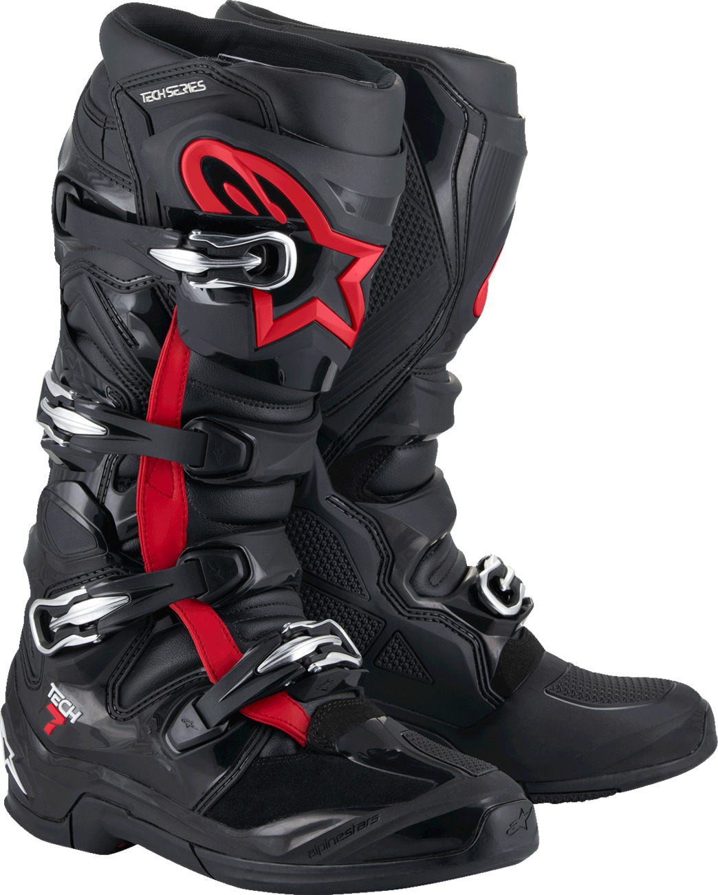 Alpinestars Tech 7 Boots Black/Fluorescent Red US 11 - Off-road riding boots in size US 11 - Click Image to Close