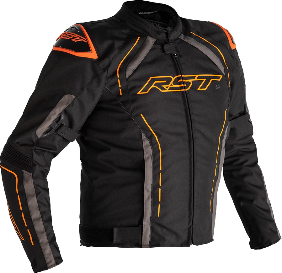 RST S1 CE Textile Jacket Black/Grey/Neon Orange Medium - CE AA textile jacket, Medium, Black/Grey/Neon Orange - Click Image to Close