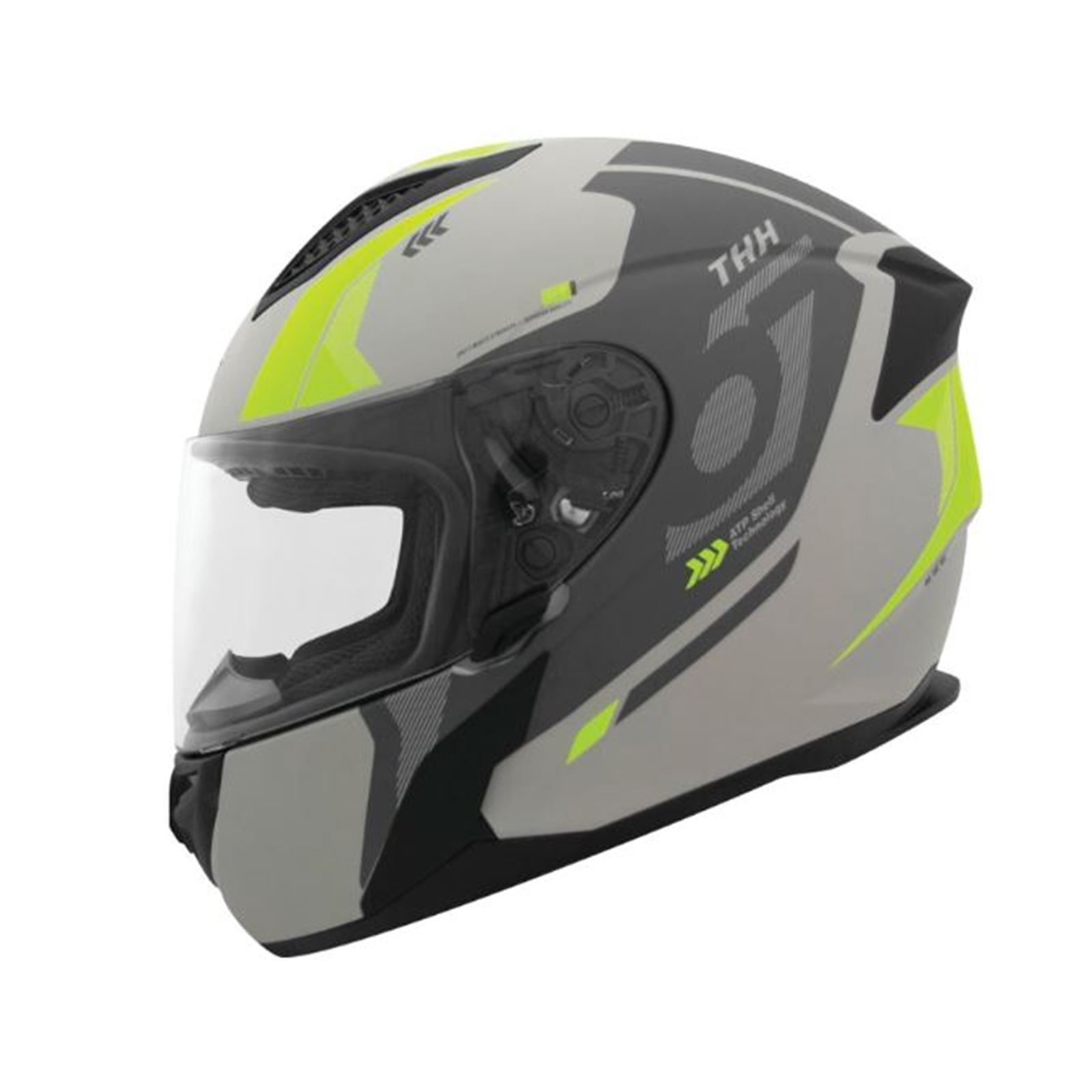 THH T810S Hayate Full Face Helmet Gray/Yellow XS - Click Image to Close
