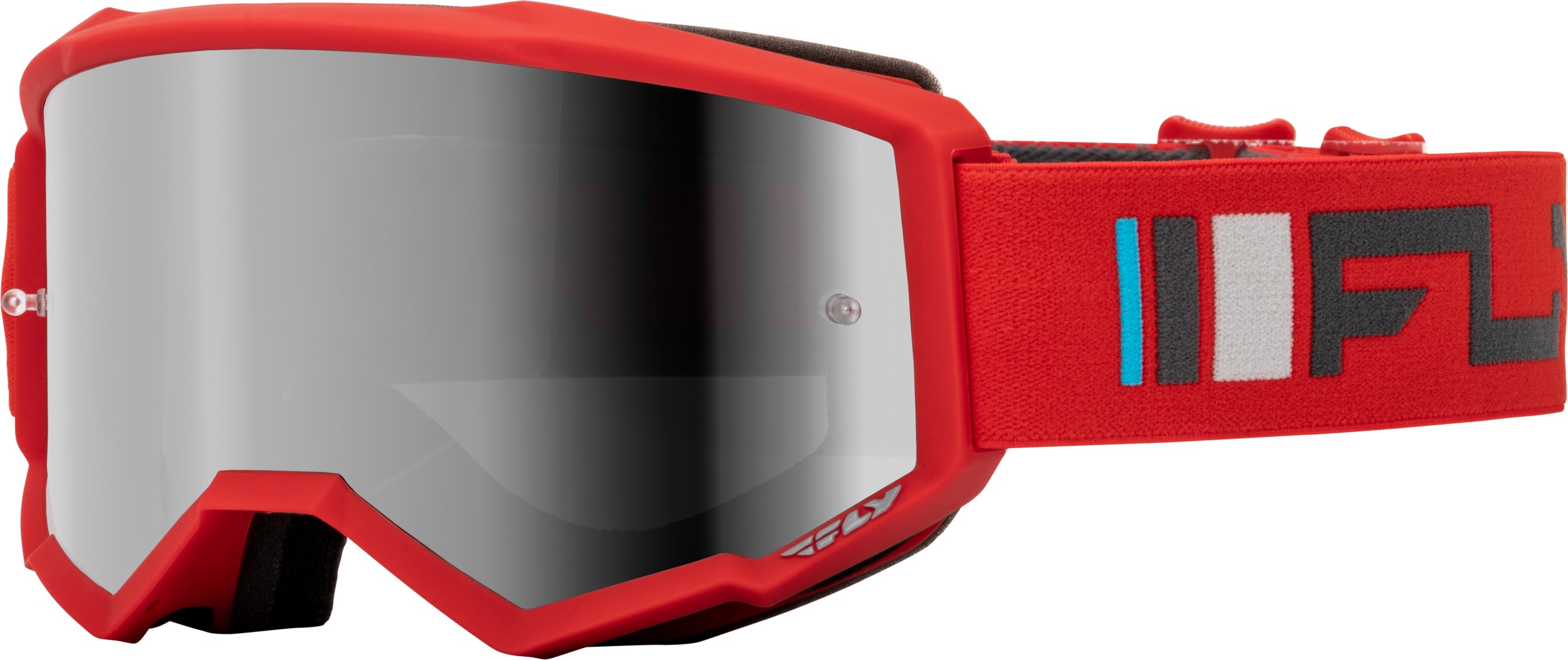 Fly Racing Youth Zone Goggle Red/Charcoal Silver Mirror Lens - Youth offroad goggles with silver mirror/smoke lens - Click Image to Close