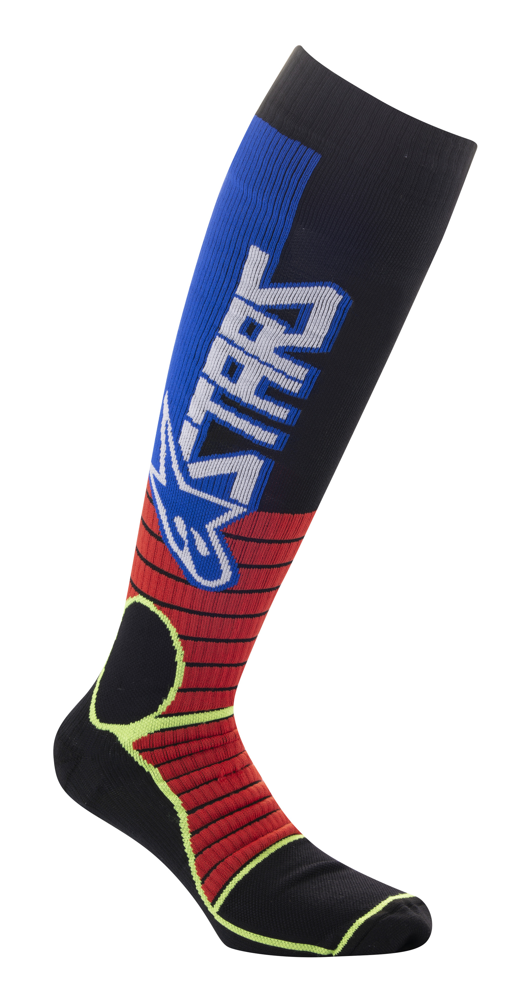 Alpinestars MX Pro Socks Small Burnt Red/Yellow Fluo/Blue - Motocross socks, small, burnt red/yellow fluo/blue - Click Image to Close