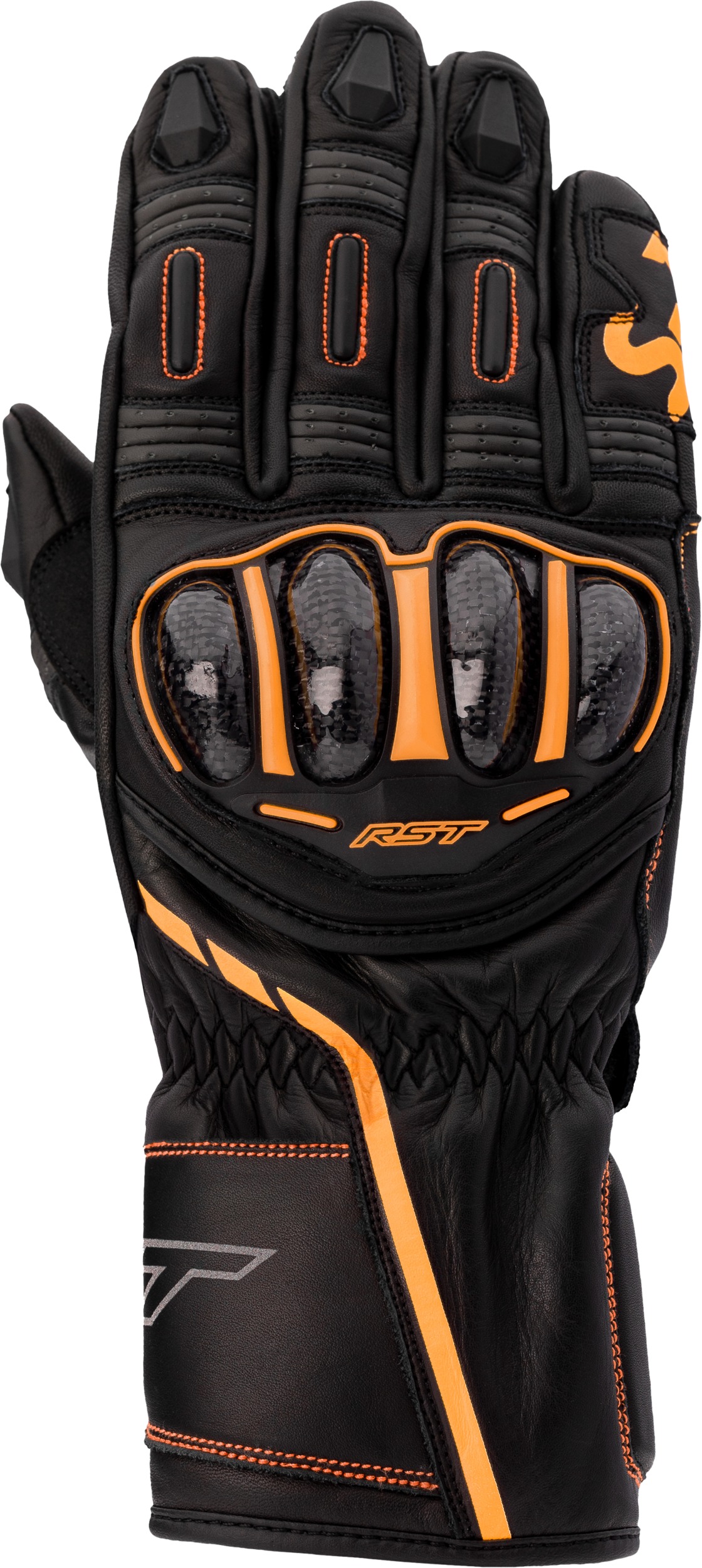 RST S1 CE Glove Black/Grey/Neon Orange Men's Medium - Leather sport glove, Medium, Black/Grey/Neon Orange - Click Image to Close