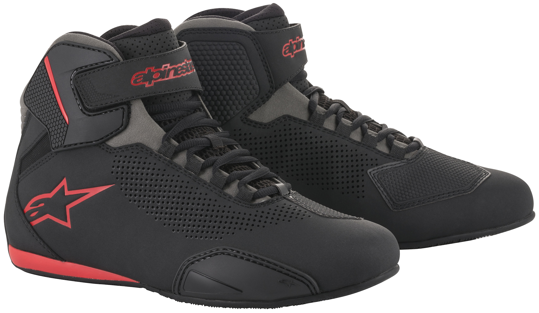 Alpinestars Sektor Vent Shoe Black/Gray/Red Size 10.5 Men's - Click Image to Close