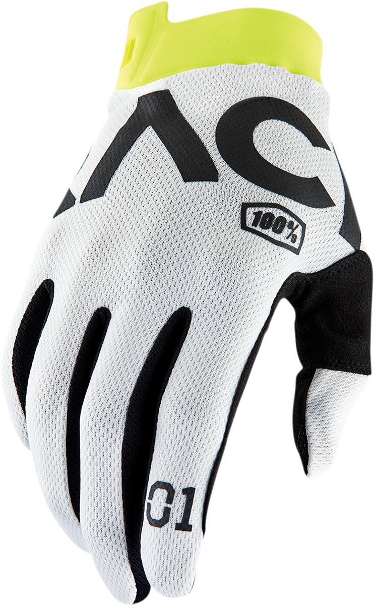100% Racr iTrack Men's Gloves White Medium - Click Image to Close