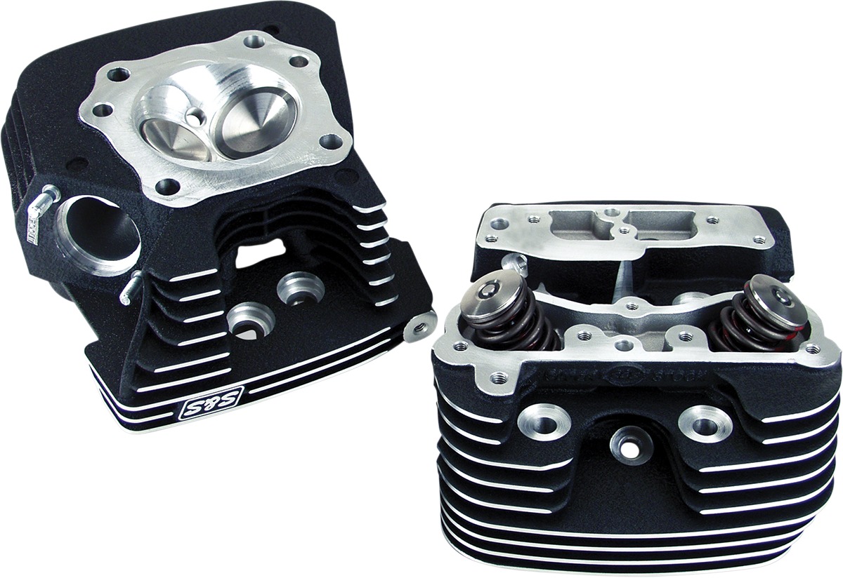 S&S Black Super Stock Cylinder Heads Kit 90-1504 - Click Image to Close