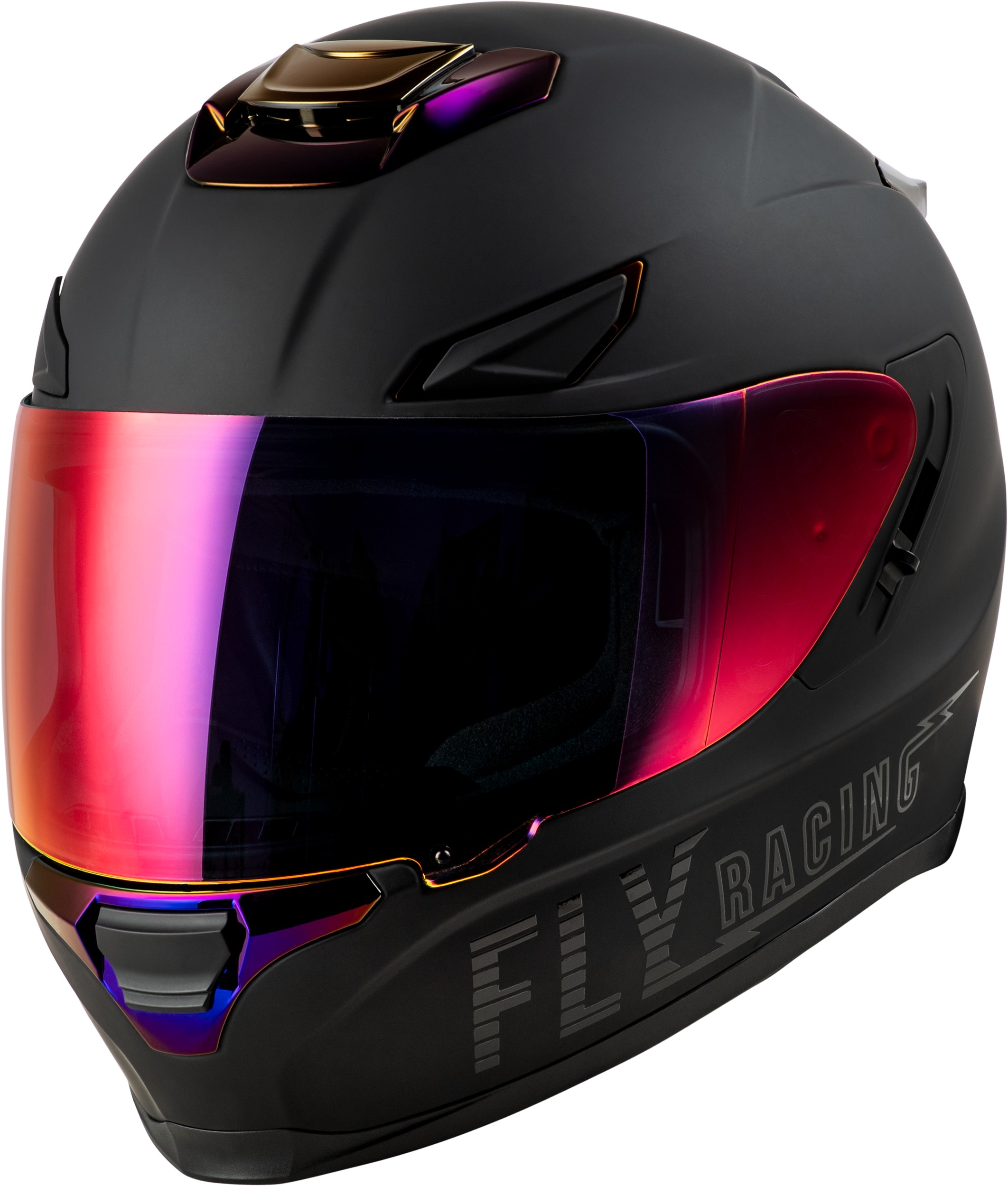 Fly Racing Sentinel Recon Helmet Large Matte Black/Purple Chrome - Click Image to Close