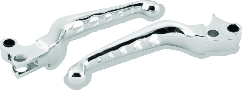 Bikers Choice O Series Holed Lever Set Chrome For 96-16 BigTwin 96-03 XL - Chrome lever set for 96-16 BigTwin, 96-03 XL - Click Image to Close