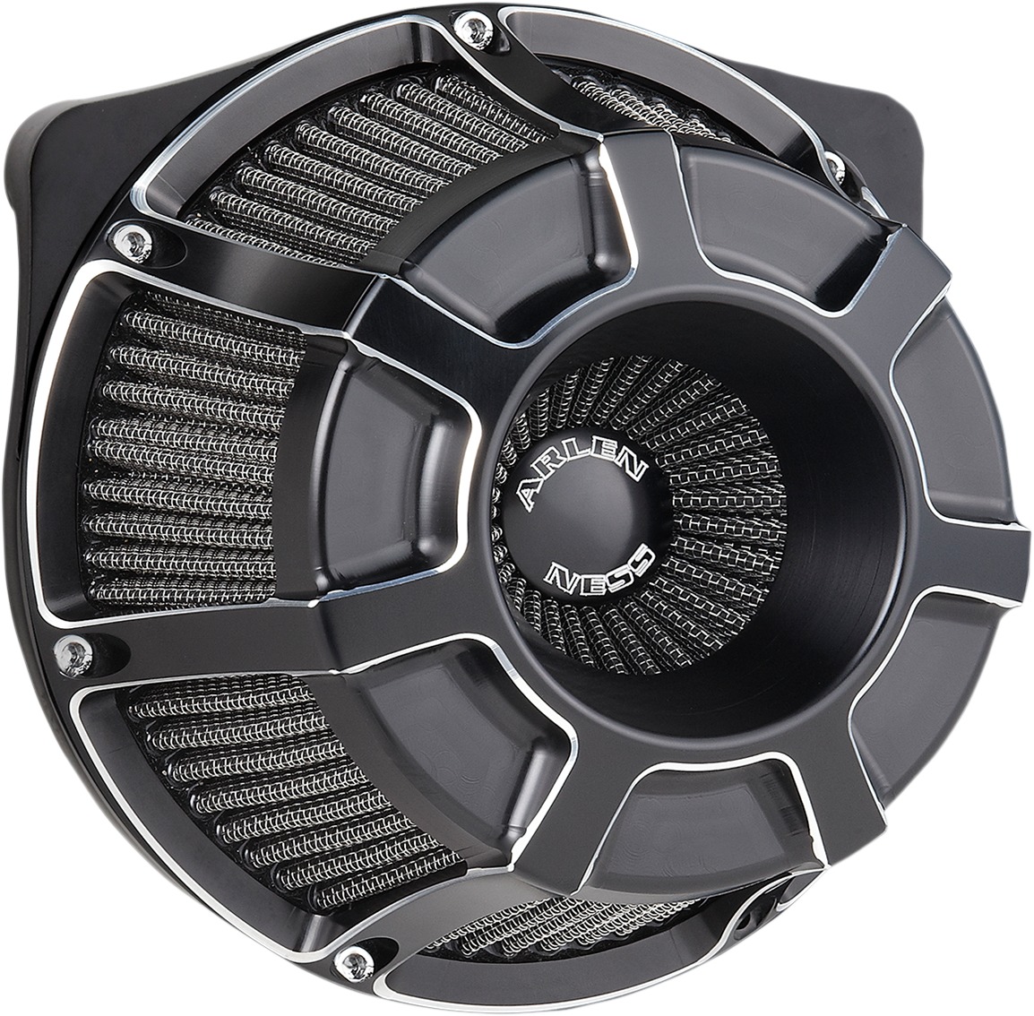 Arlen Ness Inverted Beveled Air Cleaner Kit Black - Click Image to Close