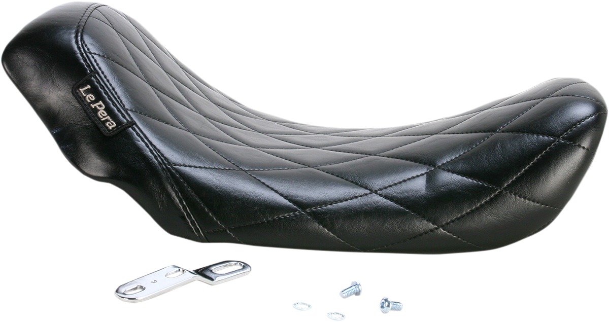 Bare Bones Diamond Vinyl Solo Seat - Black - For 06-17 Harley Dyna - Click Image to Close