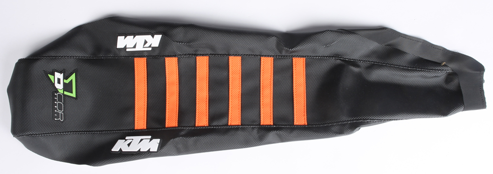 Gripper Seat Cover Black/Orange w/Ribs - For 16-18 KTM XCF SX/F - Click Image to Close