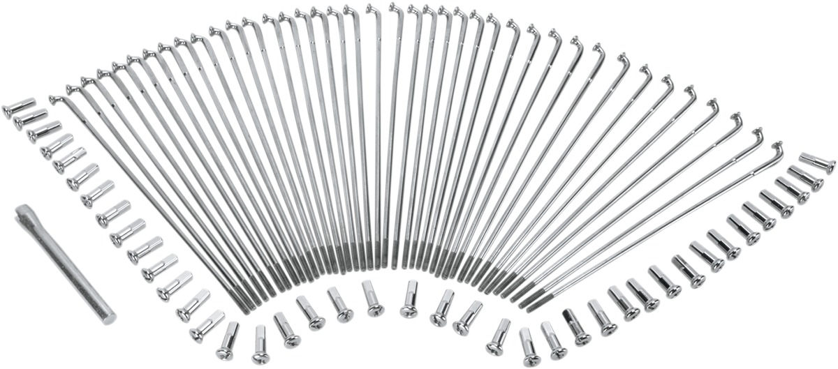 Drag Specialties Chrome Stainless Steel Spoke Set Front 19in Wide Glide For Harley - Click Image to Close