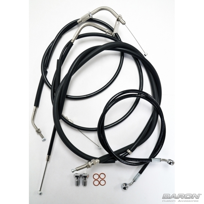 +2" Extended Cable Kit - Black - For 14+ Yamaha Bolt - Click Image to Close