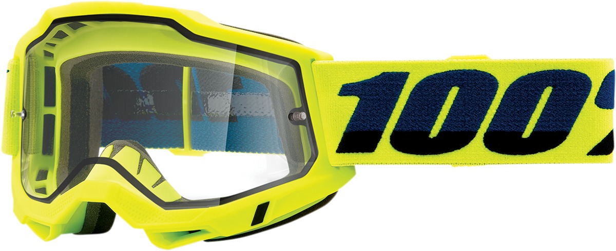 100% Accuri 2 Enduro Dual Pane Goggles Fluo Yellow Clear Lens Adult - Anti-fog dual pane goggles, fluo yellow, adult size - Click Image to Close