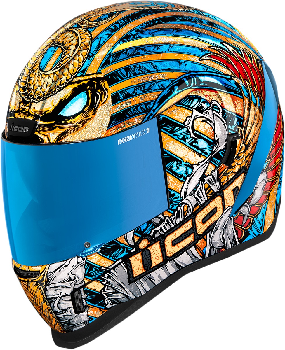 ICON Airform Pharaoh Helmet XS Gold/Multicolor - Full-face helmet with Pharaoh graphic - Click Image to Close