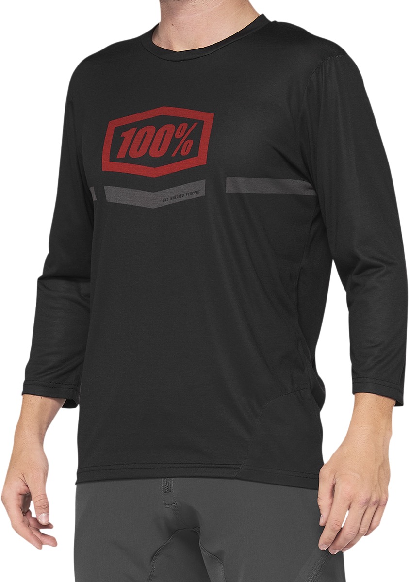 100% Airmatic 3/4 Sleeve Jersey Black/Red Men's XL - Mountain bike jersey, men's XL, Black/Red - Click Image to Close