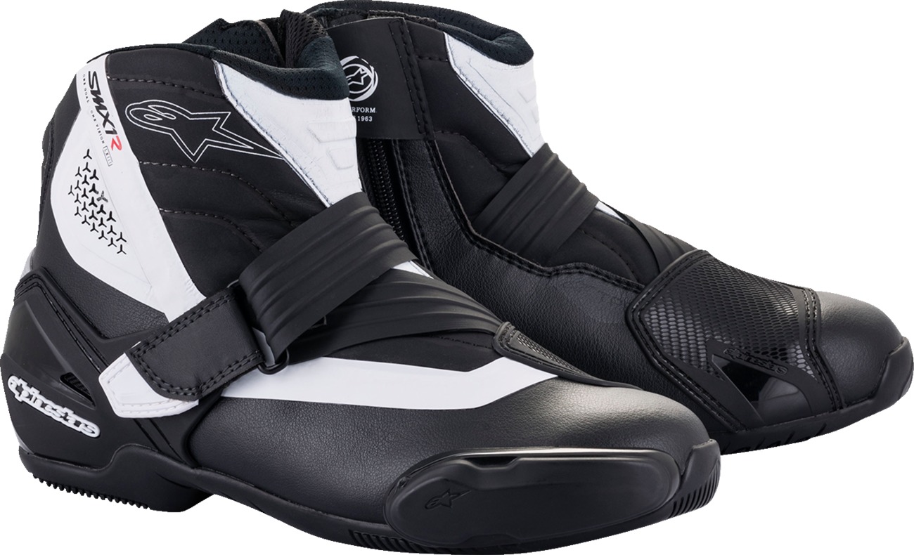 Alpinestars SMX-1R V2 Boots Black White Size 6.5 Men's - Low-cut performance riding boots in Black/White, US 6.5 - Click Image to Close