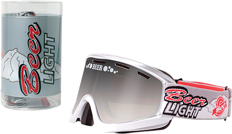 "Ice Cold" Beer Goggles - Bullet - Silver Mirror Lens - Cold Riding Goggle - Click Image to Close