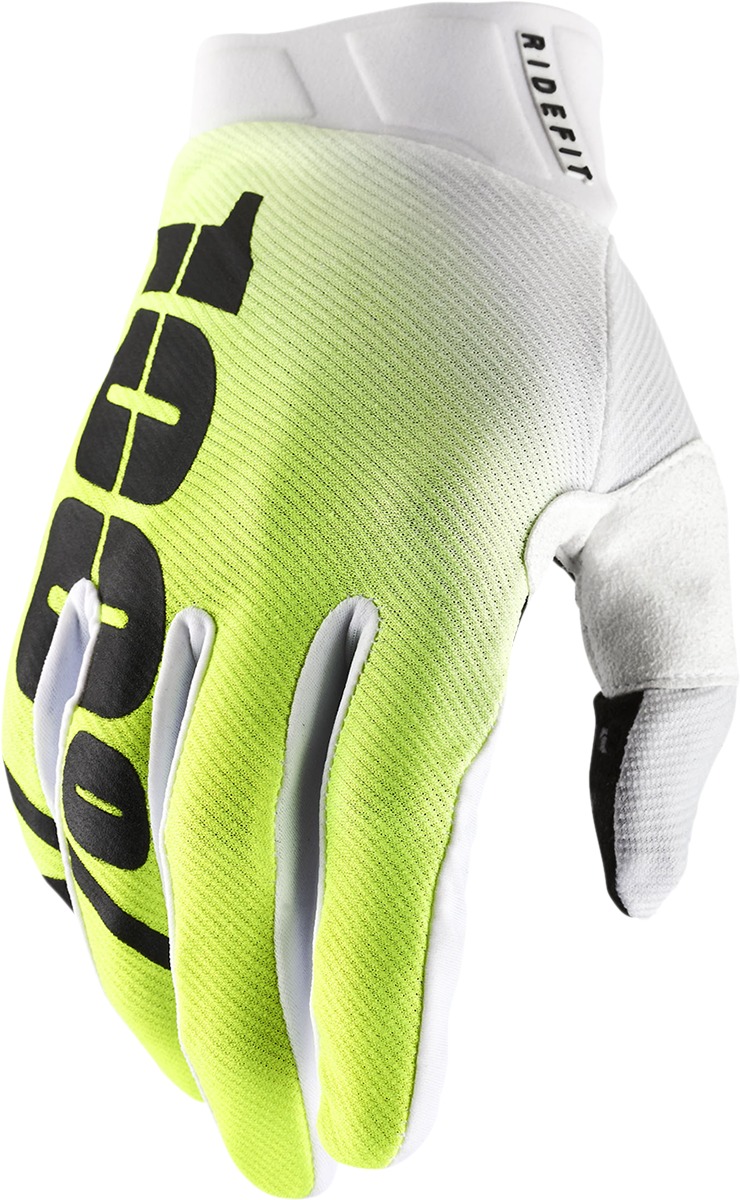 100% Ridefit KORP Gloves Men's Small White Korpo Yellow - Men's MX gloves, small, white/korpo yellow - Click Image to Close