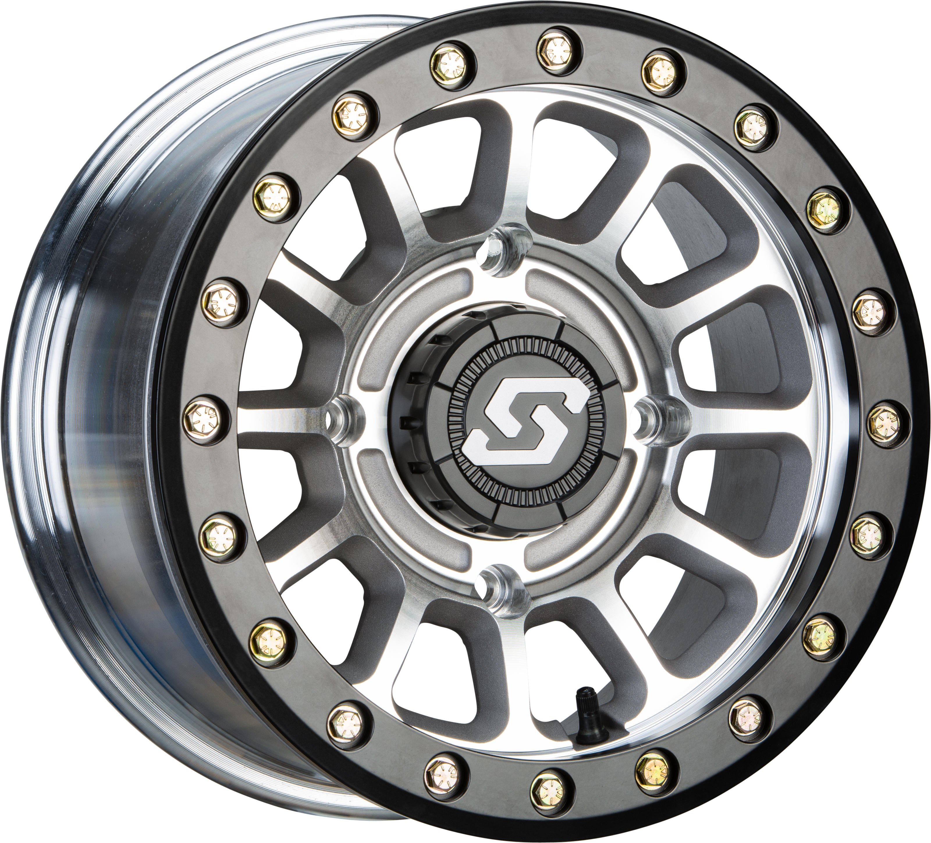 Sedona Sano Beadlock Wheel 15x6 4/156 +40mm Black/As Cast - 15x6 beadlock wheel, 4/156 bolt pattern, +40mm offset - Click Image to Close
