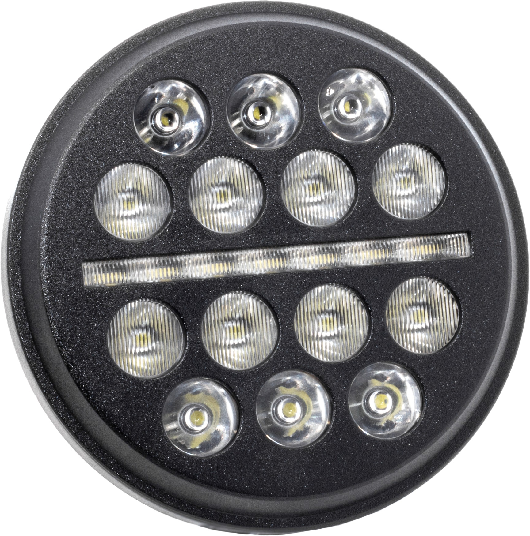Letric Lighting 5.75in LED Black Buck-Shot Style Headlight - 5.75in LED mini-multi headlight, black finish - Click Image to Close