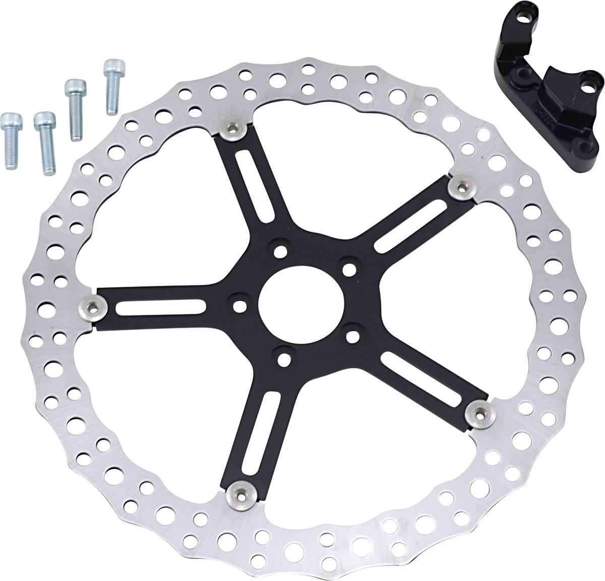Arlen Ness Jagged Rotors 15" Stainless Left-Hand Fits 18 FLXR/FXBB - Click Image to Close