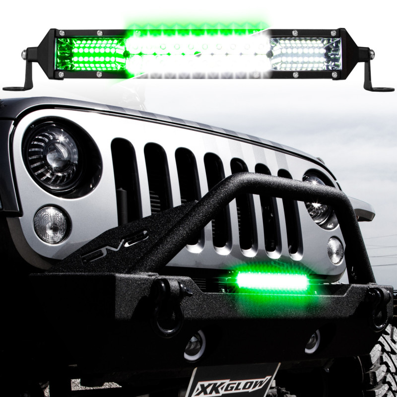 XKGLOW 2-in-1 30" LED Light Bar White & Green Flood Spot Combo - Click Image to Close