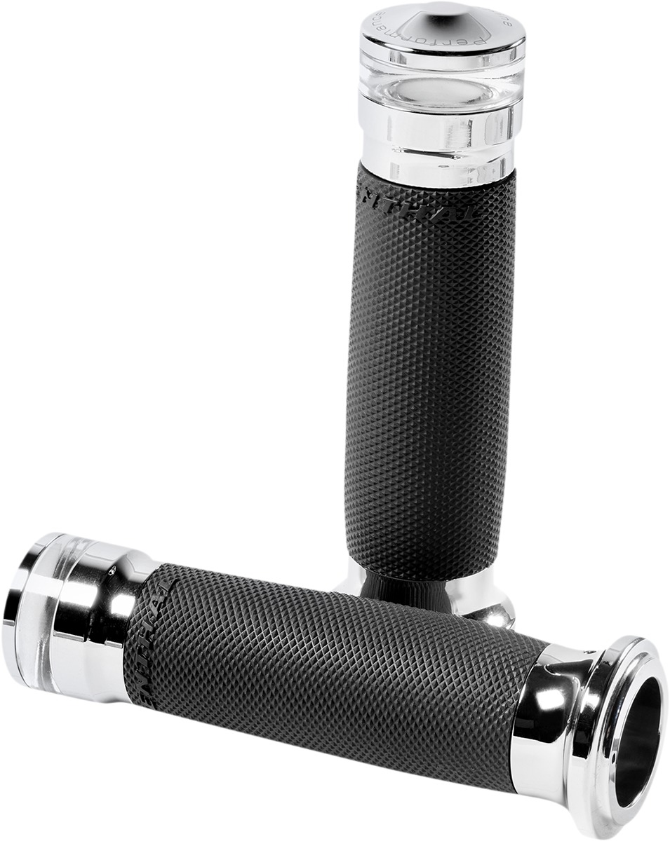 Performance Machine Contour LED Handle Grip Set Chrome Electronic Throttle - Click Image to Close