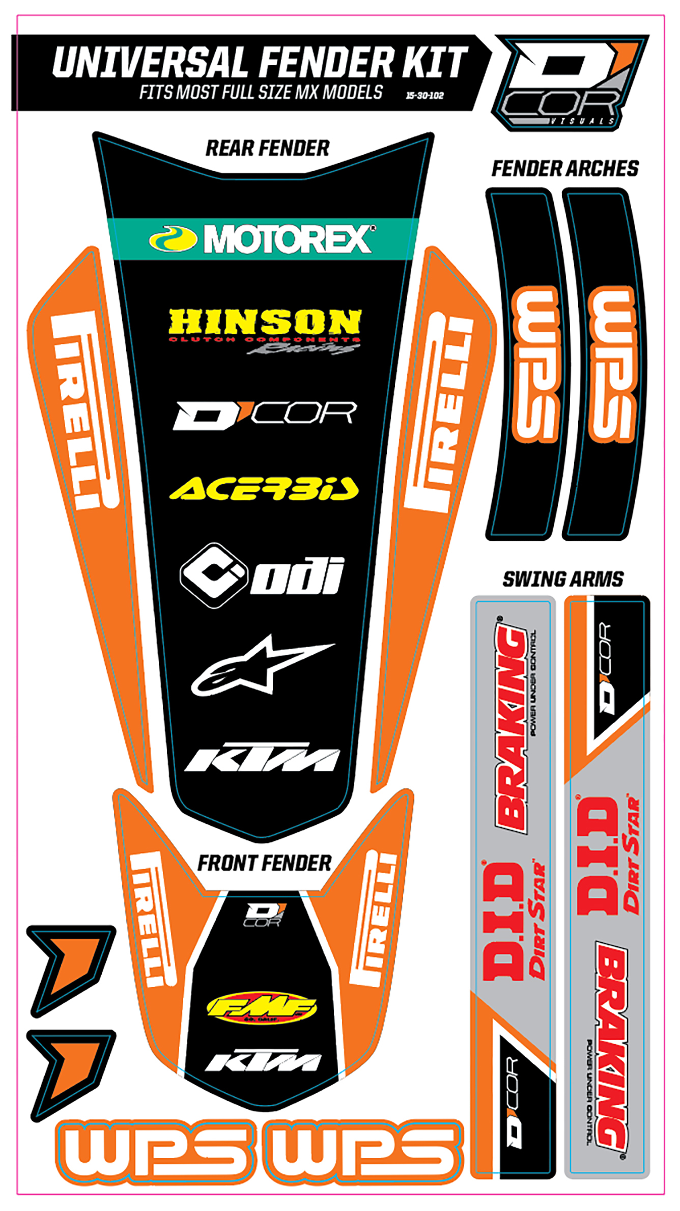 Universal Rear Fender Trim Kit Orange - Click Image to Close