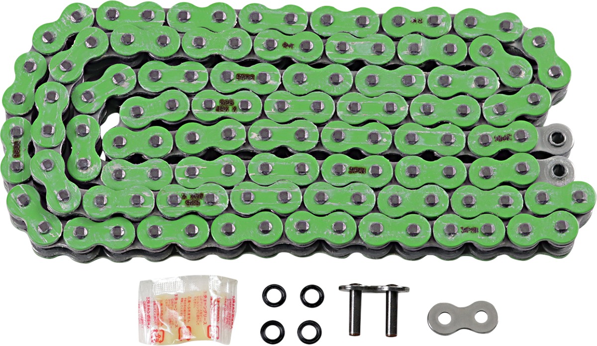 RK 525 MAX X Drive Chain Green 120 Links RX-Ring - Sealed O-ring 525 chain, 120 links, green - Click Image to Close