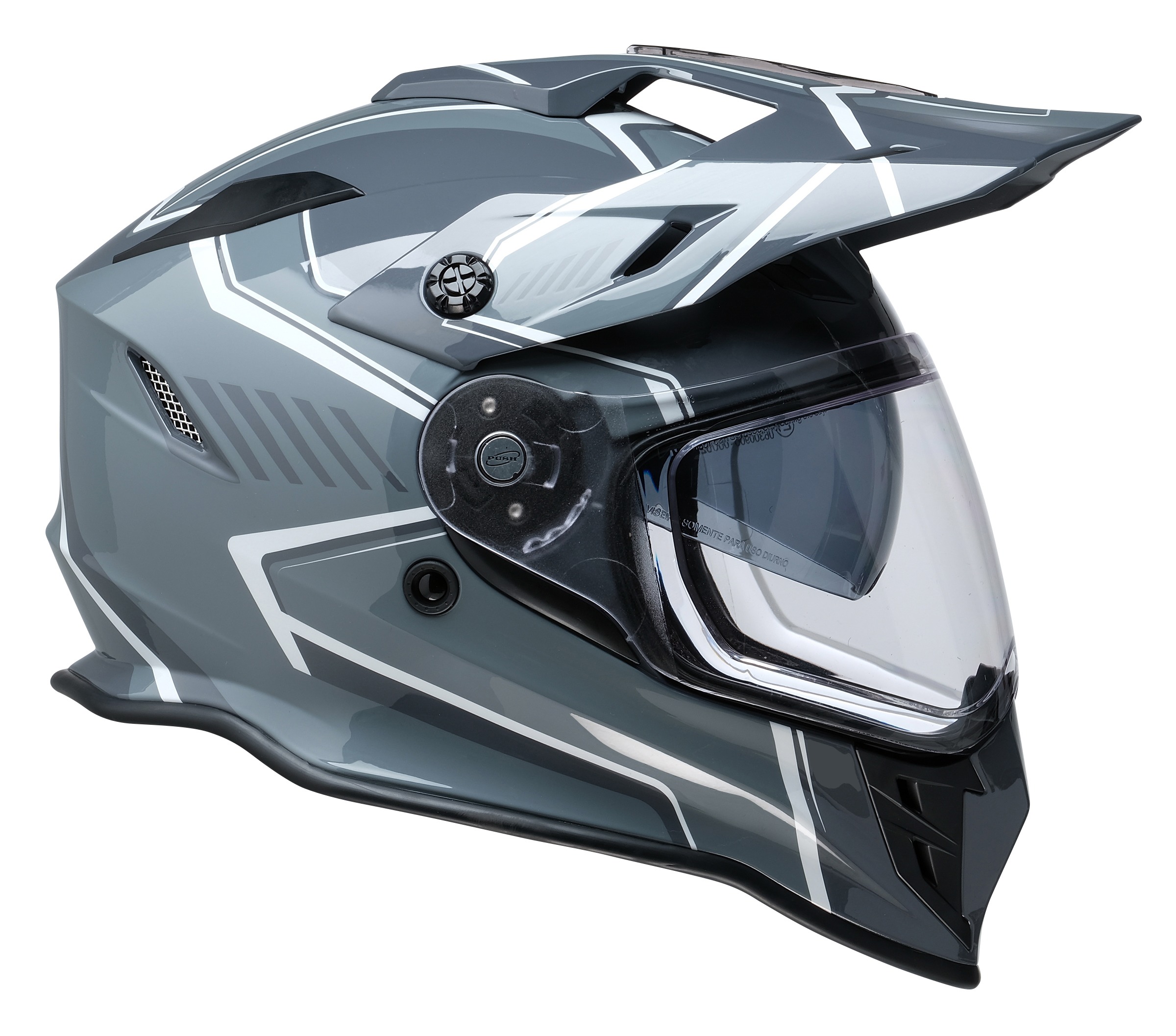 Z1R Range 2.0 Voyager Helmet Gloss Gray/White - Small - Dual sport helmet with drop-down sun visor - Click Image to Close