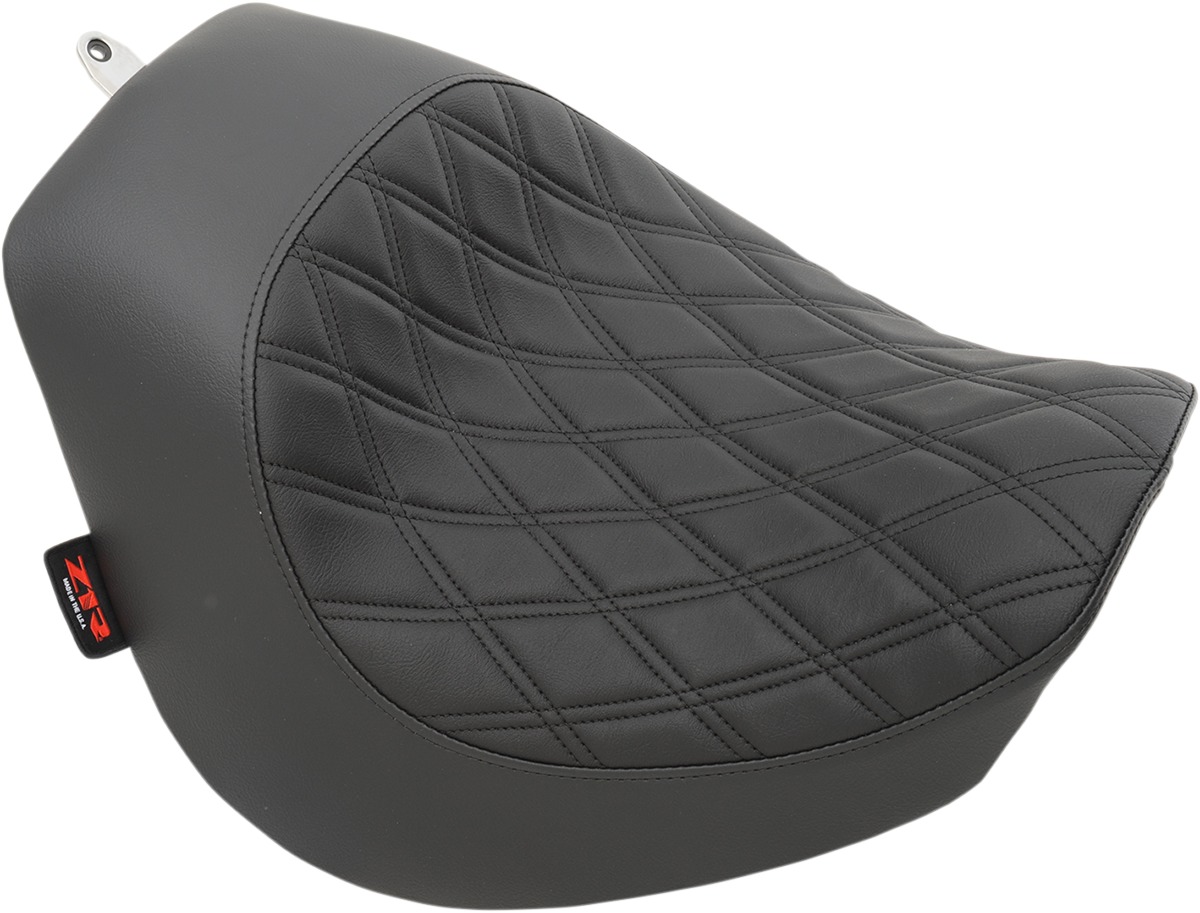 Double Diamond Vinyl Solo Seat Black Low - For 99-13 Yamaha Road Star - Click Image to Close