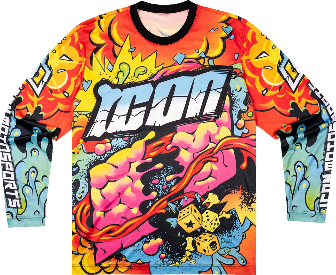 ICON Scatterbrain Jersey Men's M Yellow/Orange - Polyester mesh chassis with vivid graphics - Click Image to Close