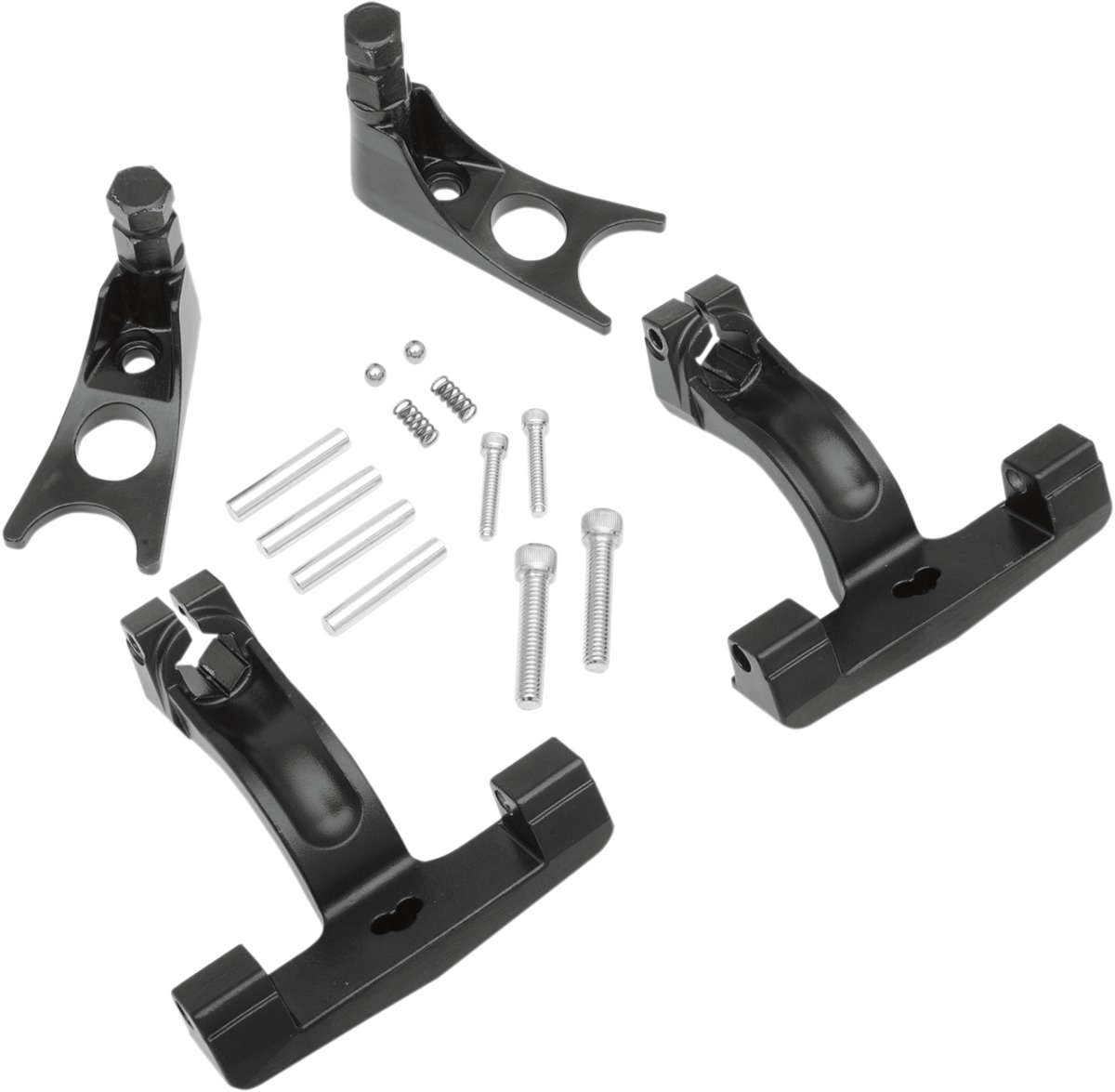 Black Passenger Floorboard Mounts Kit - For most 00-17 FLST/FXST - Click Image to Close