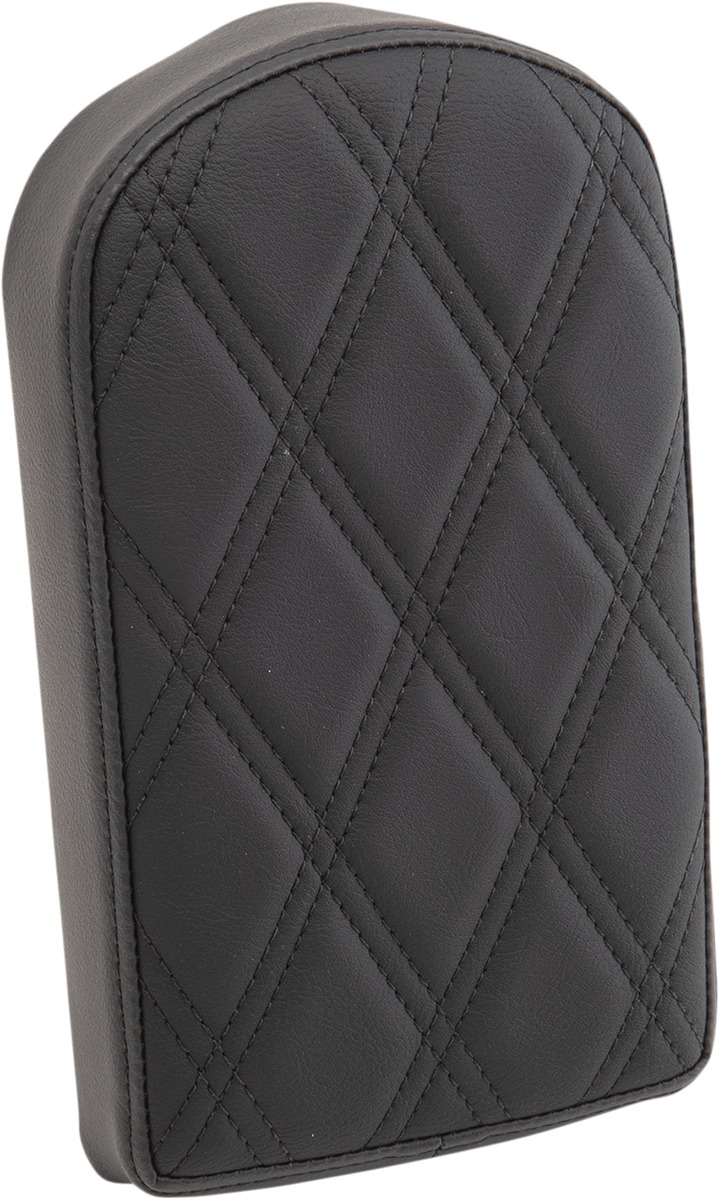 Drag Specialties Backrest Pad Tall Tombstone Double Diamond Black - Fits most 4" wide Harley and Drag Specialties sissy bars - Click Image to Close