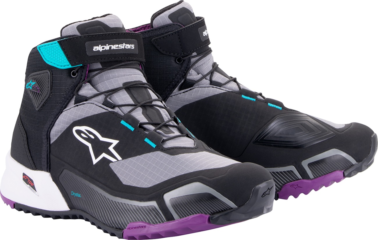 Alpinestars Stella CR-X Drystar Shoes Womens Black/Teal/Purple 10.5 - Waterproof over-ankle women's riding shoes, size 10.5 - Click Image to Close