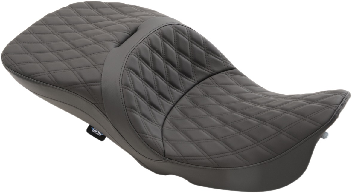 Low Touring Double Diamond Leather 2-Up Seat - 97-07 Harley FLH FLTR - Click Image to Close