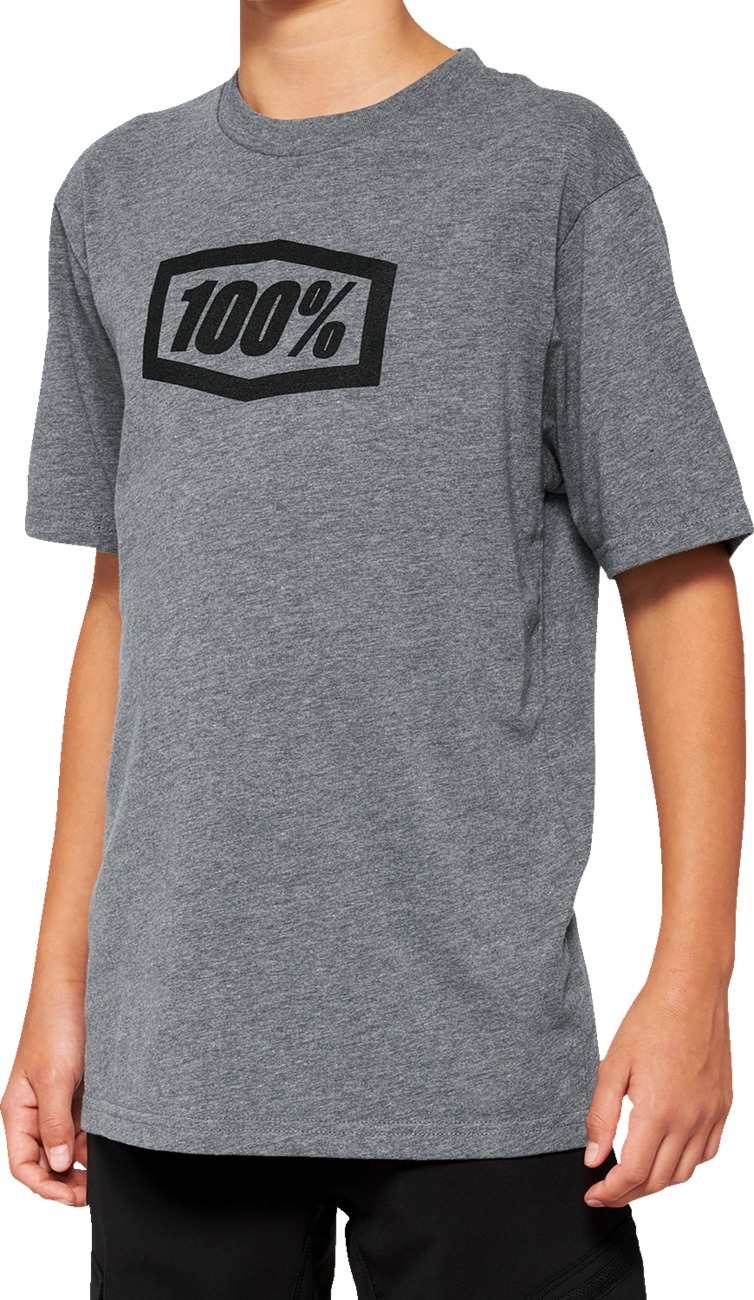 100% Youth Icon Tee Heather Gray - Youth XL - Click Image to Close